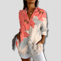 Laranja/Cinzento com padrão floral