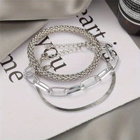 Conjunto de 3 pulseiras prateadas